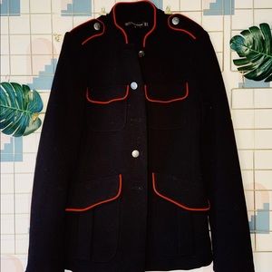Zara black sailor jacket wjth red piping